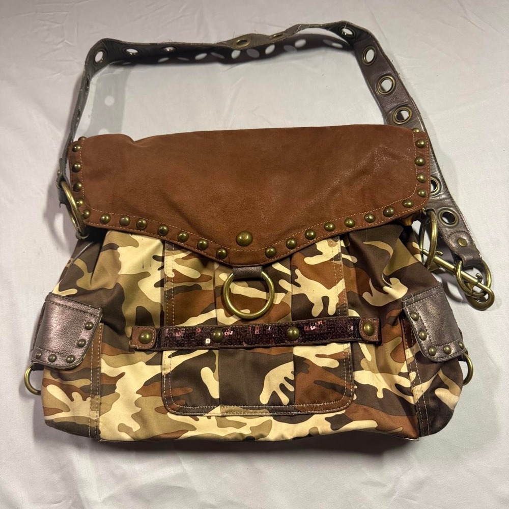 Kathy Van Zeeland Camo Studded Crossbody Bag — Size OS